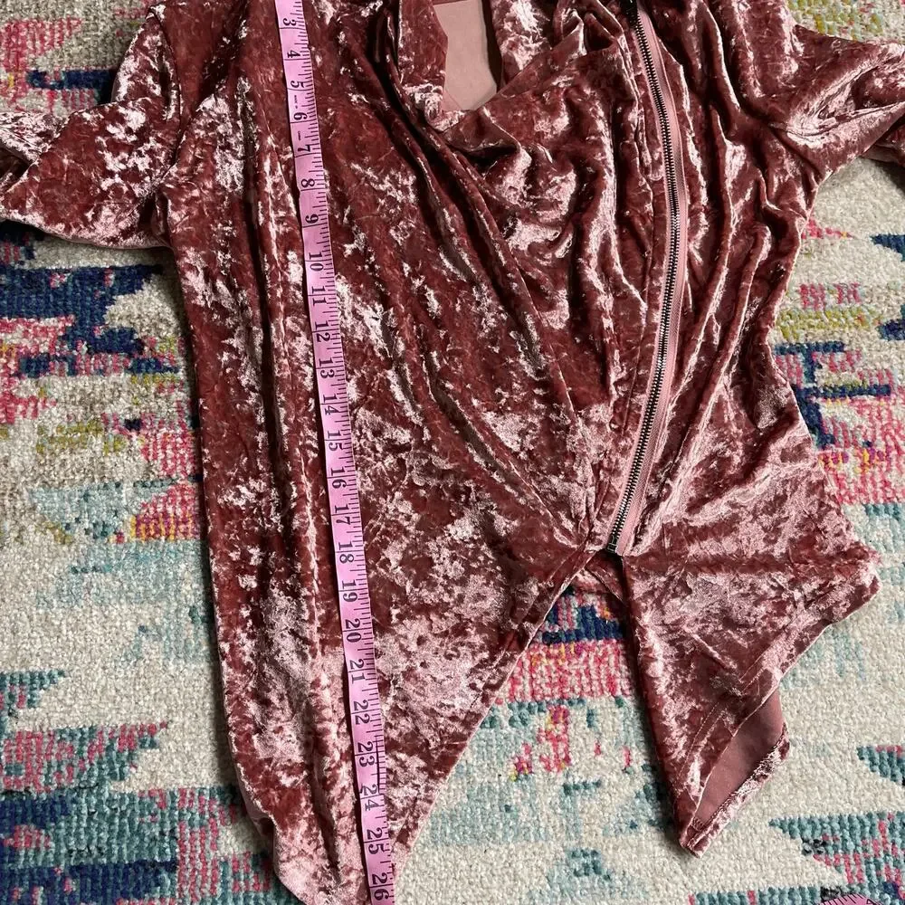 Blanknyc Women's Jacket Pink Crushed‎ Velvet Moto  Medium Drape Romantic Rock